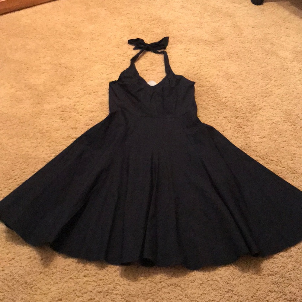 NWT Ann Taylor Fit and Flare Navy Halter dress, 4p